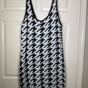 Madberry Black and White Houndstooth Swearer Tank Dress
